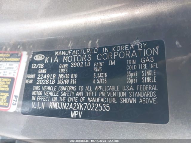 Photo 8 VIN: KNDJN2A2XK7022535 - KIA SOUL 