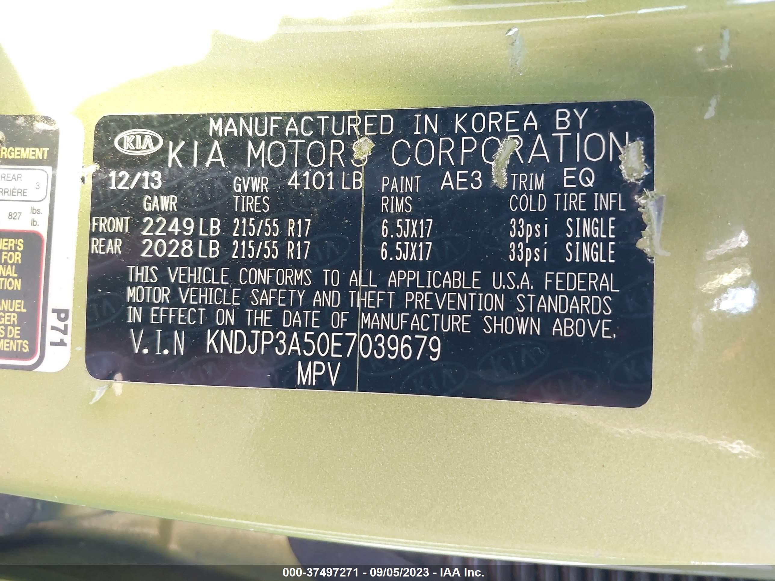 Photo 8 VIN: KNDJP3A50E7039679 - KIA SOUL 