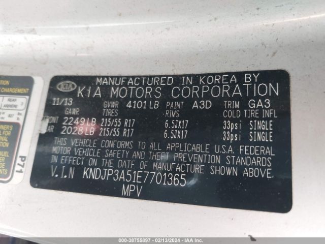 Photo 8 VIN: KNDJP3A51E7701365 - KIA SOUL 