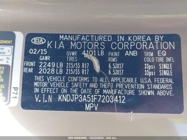 Photo 8 VIN: KNDJP3A51F7203412 - KIA SOUL 