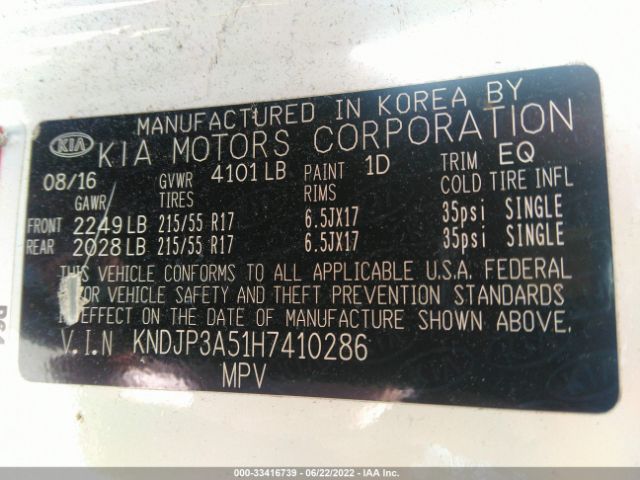 Photo 8 VIN: KNDJP3A51H7410286 - KIA SOUL 