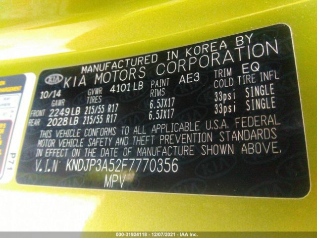 Photo 8 VIN: KNDJP3A52F7770356 - KIA SOUL 