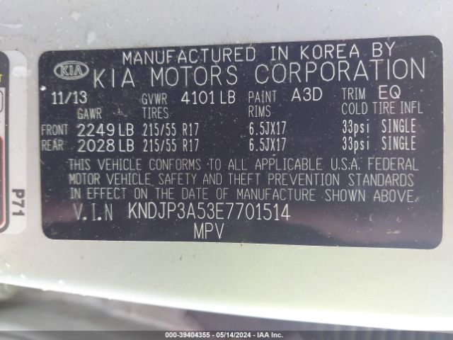 Photo 8 VIN: KNDJP3A53E7701514 - KIA SOUL 