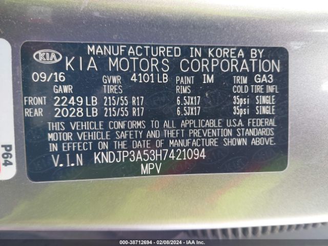 Photo 8 VIN: KNDJP3A53H7421094 - FORD ESCAPE 