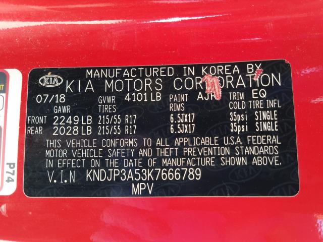 Photo 9 VIN: KNDJP3A53K7666789 - KIA SOUL + 