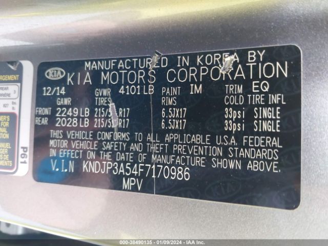 Photo 8 VIN: KNDJP3A54F7170986 - KIA SOUL 