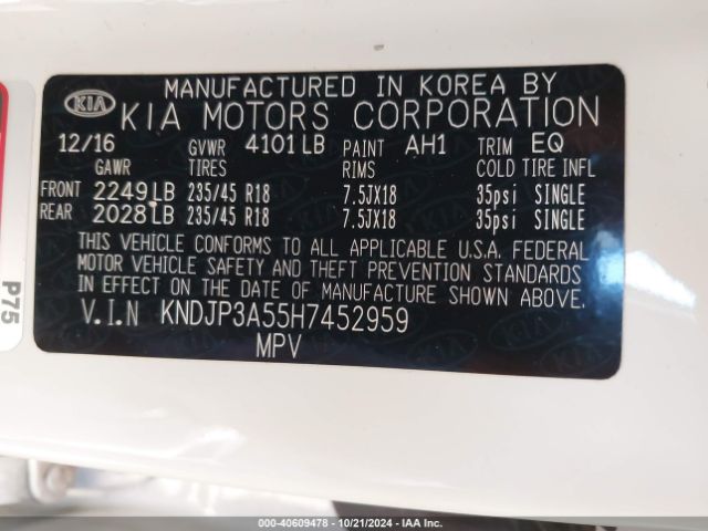 Photo 8 VIN: KNDJP3A55H7452959 - KIA SOUL 