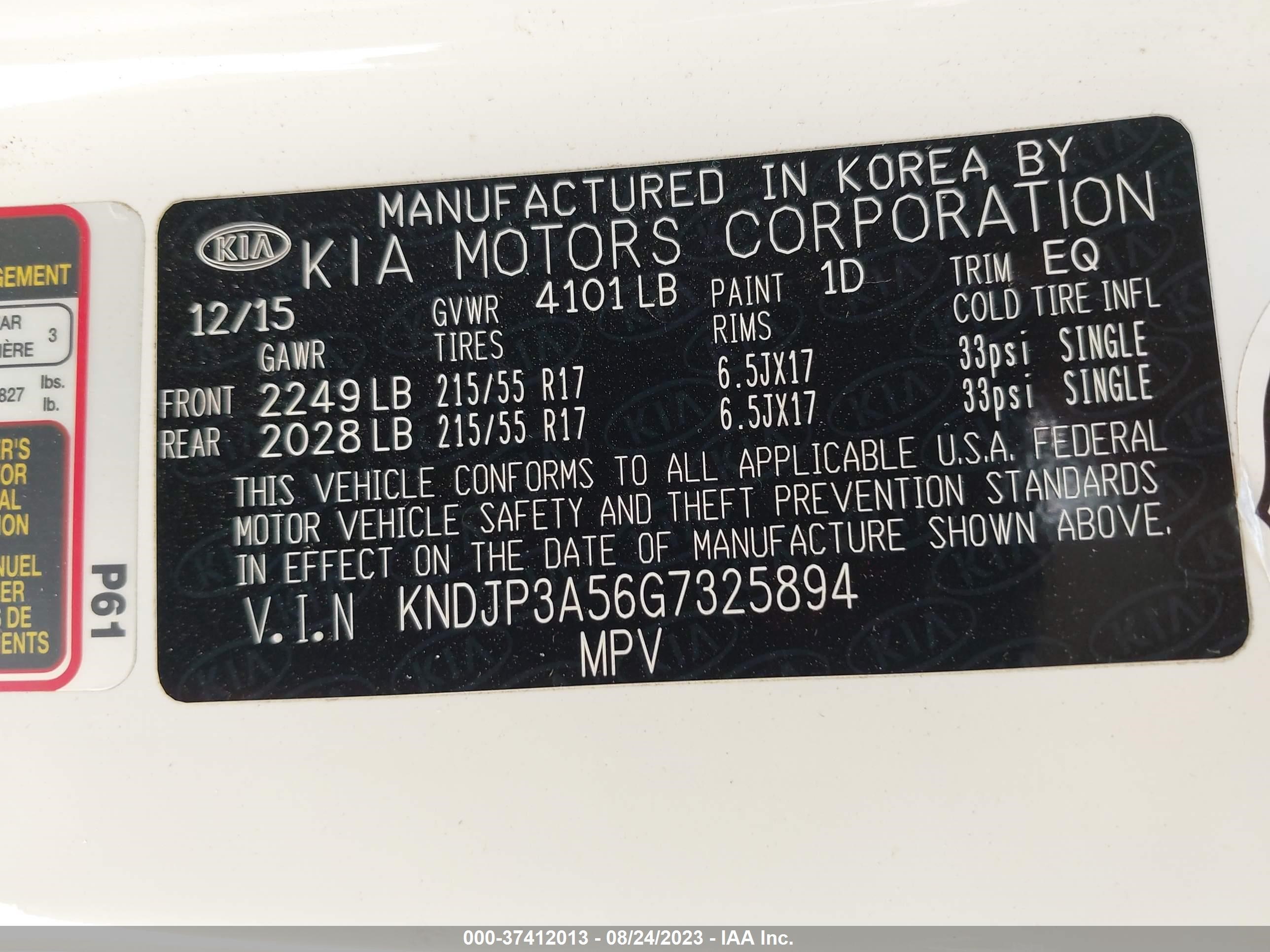 Photo 8 VIN: KNDJP3A56G7325894 - KIA SOUL 