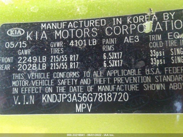 Photo 8 VIN: KNDJP3A56G7818720 - KIA SOUL 