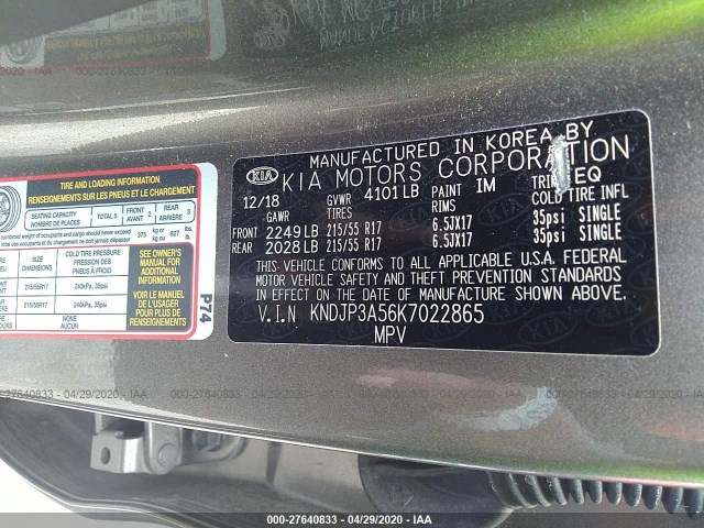 Photo 8 VIN: KNDJP3A56K7022865 - KIA SOUL 