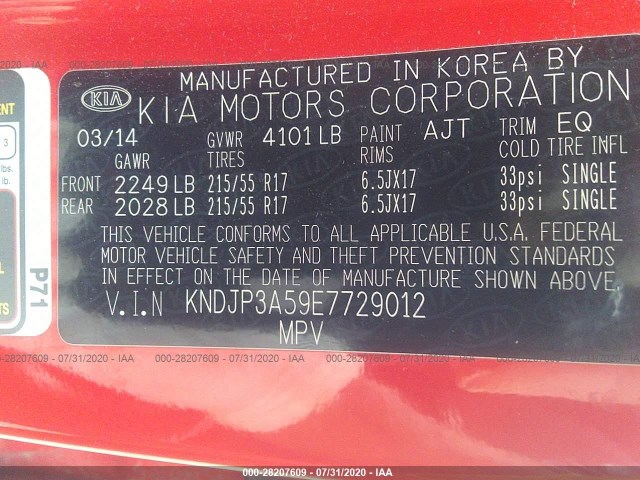 Photo 8 VIN: KNDJP3A59E7729012 - KIA SOUL 