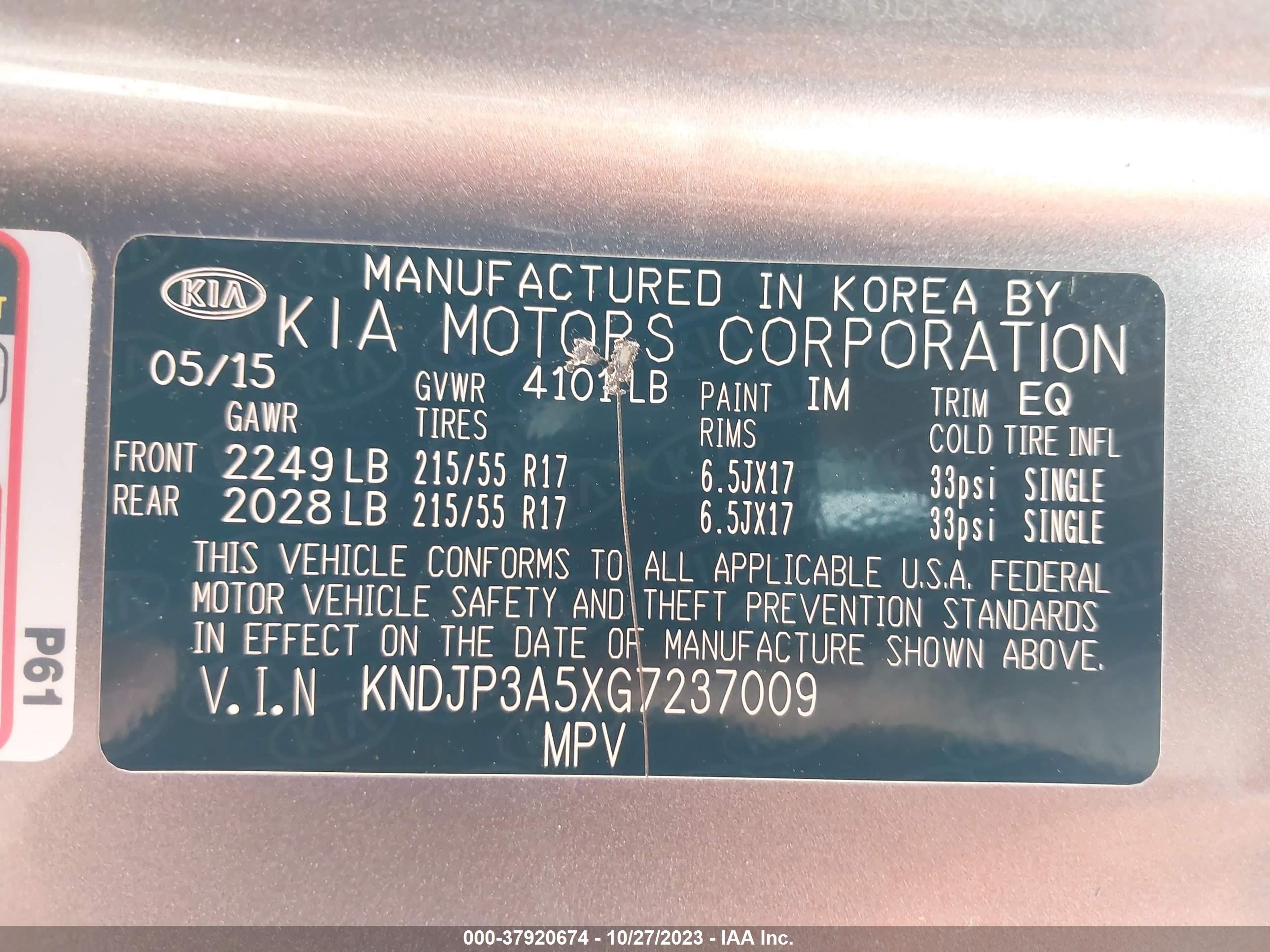 Photo 8 VIN: KNDJP3A5XG7237009 - KIA SOUL 