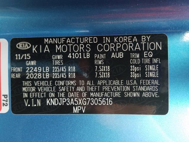 Photo 9 VIN: KNDJP3A5XG7305616 - KIA SOUL + 