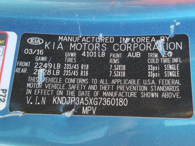 Photo 9 VIN: KNDJP3A5XG7360180 - KIA SOUL + 