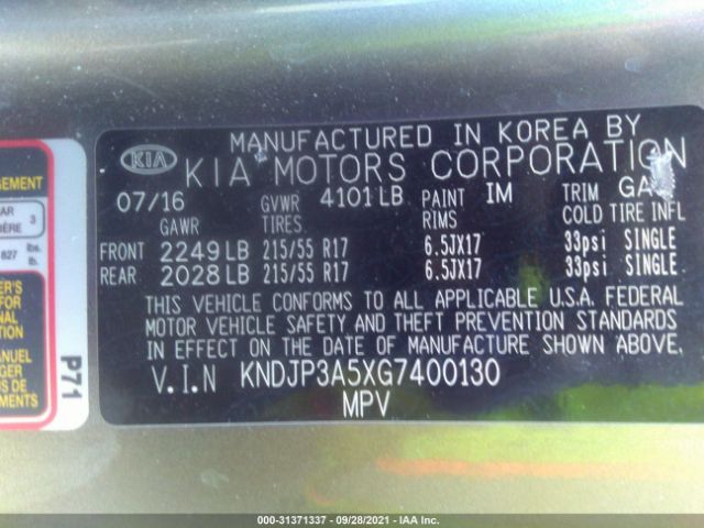 Photo 8 VIN: KNDJP3A5XG7400130 - KIA SOUL 