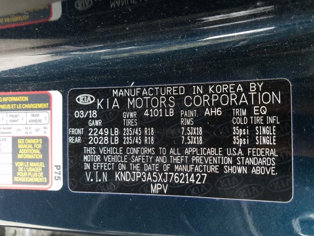 Photo 9 VIN: KNDJP3A5XJ7621427 - KIA SOUL + 