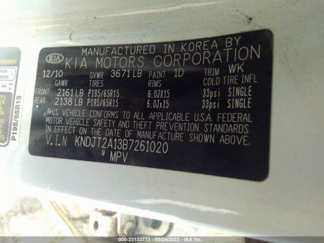 Photo 8 VIN: KNDJT2A13B7261020 - KIA SOUL 