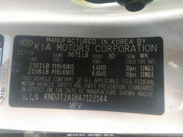 Photo 8 VIN: KNDJT2A18A7122144 - KIA SOUL 