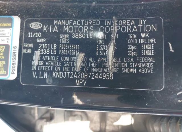 Photo 8 VIN: KNDJT2A20B7244958 - KIA SOUL 