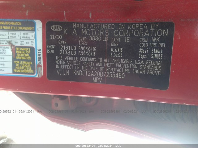 Photo 8 VIN: KNDJT2A20B7255460 - KIA SOUL 