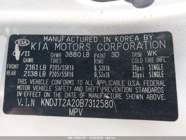 Photo 8 VIN: KNDJT2A20B7312580 - KIA SOUL 