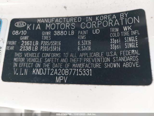 Photo 8 VIN: KNDJT2A20B7715331 - KIA SOUL 