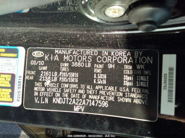 Photo 8 VIN: KNDJT2A22A7147596 - KIA SOUL 