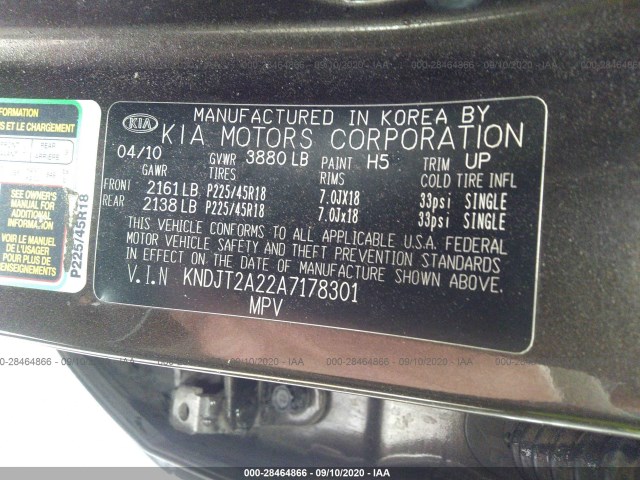 Photo 8 VIN: KNDJT2A22A7178301 - KIA SOUL 