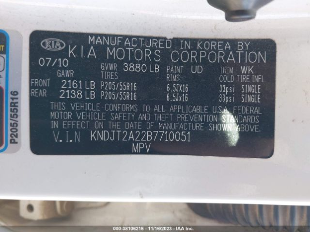 Photo 8 VIN: KNDJT2A22B7710051 - KIA SOUL 