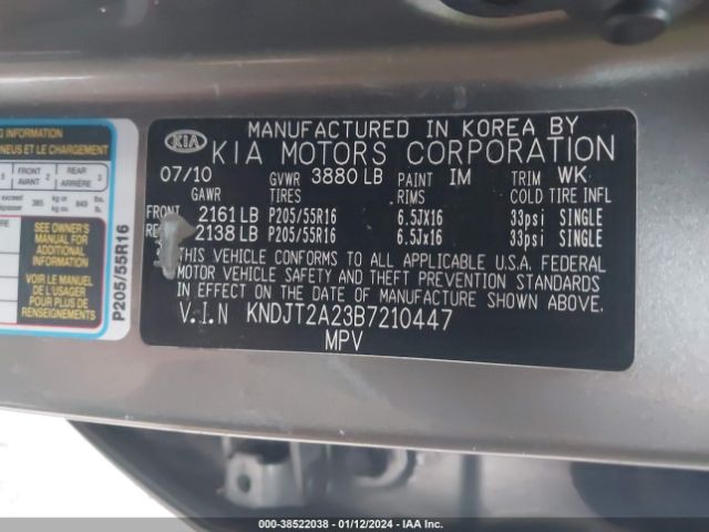 Photo 8 VIN: KNDJT2A23B7210447 - KIA SOUL 