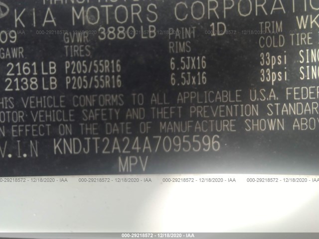 Photo 8 VIN: KNDJT2A24A7095596 - KIA SOUL 