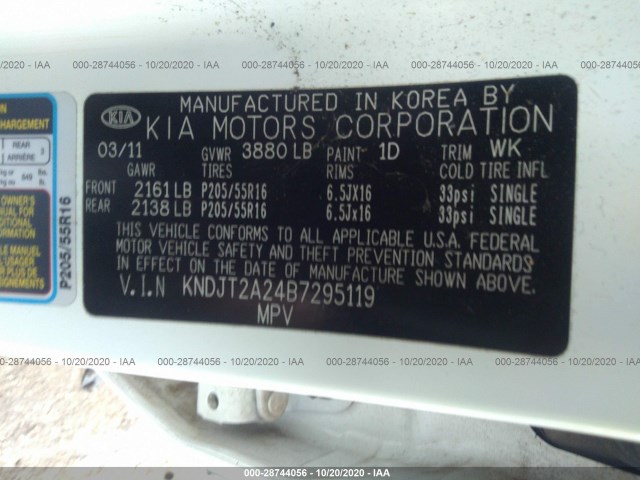 Photo 8 VIN: KNDJT2A24B7295119 - KIA SOUL 