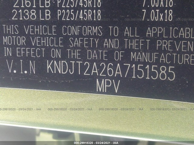 Photo 8 VIN: KNDJT2A26A7151585 - KIA SOUL 