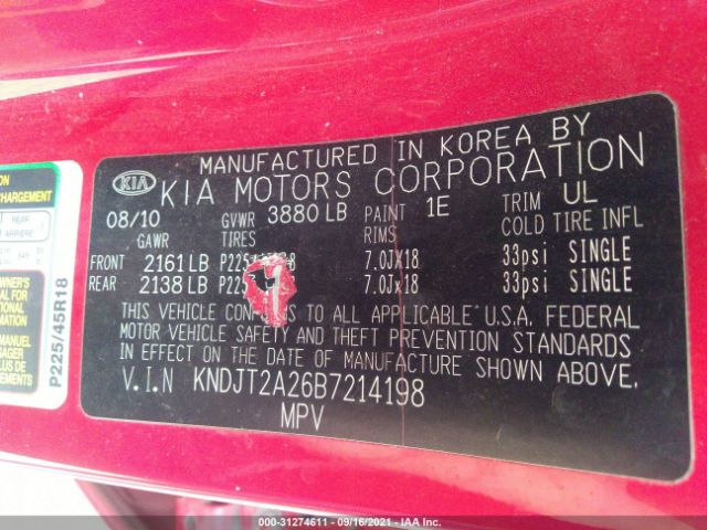 Photo 8 VIN: KNDJT2A26B7214198 - KIA SOUL 