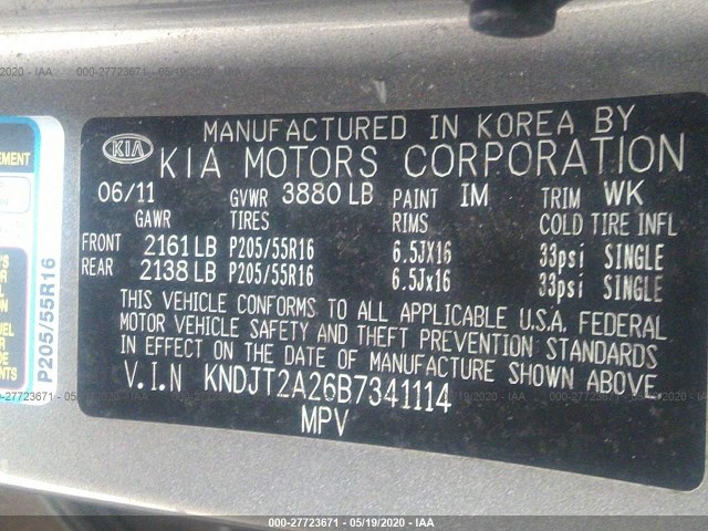 Photo 8 VIN: KNDJT2A26B7341114 - KIA SOUL 