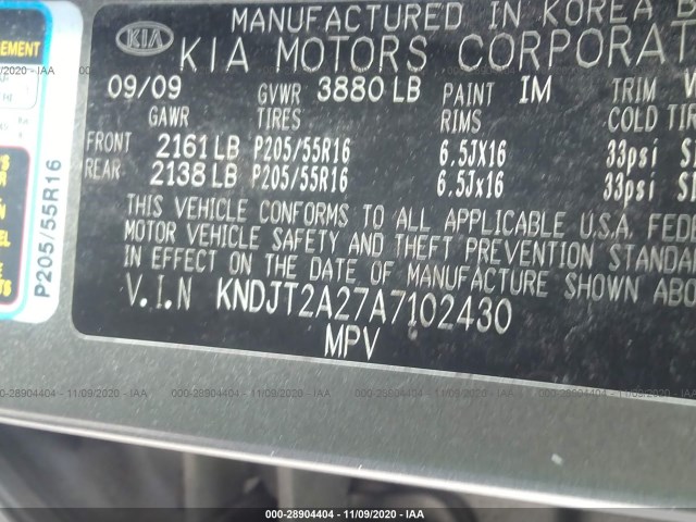 Photo 8 VIN: KNDJT2A27A7102430 - KIA SOUL 