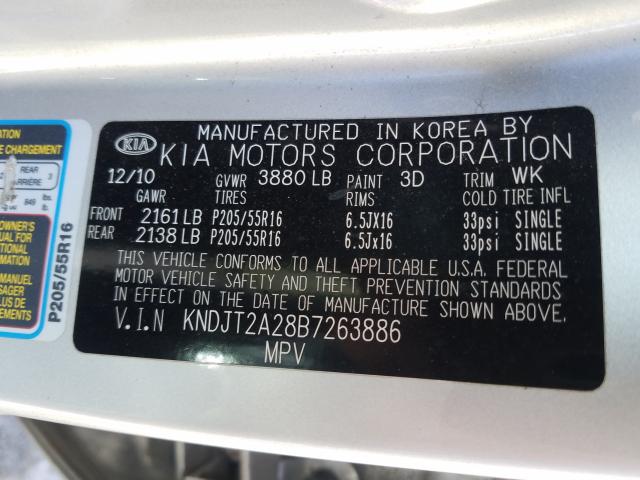 Photo 9 VIN: KNDJT2A28B7263886 - KIA SOUL 