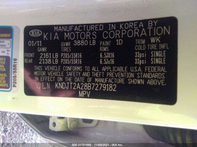 Photo 8 VIN: KNDJT2A28B7279182 - KIA SOUL 