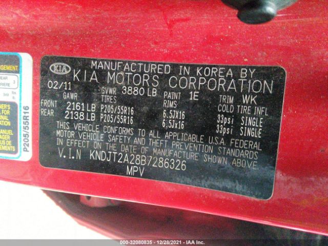 Photo 8 VIN: KNDJT2A28B7286326 - KIA SOUL 