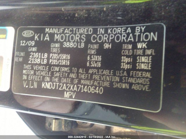 Photo 8 VIN: KNDJT2A2XA7140640 - KIA SOUL 