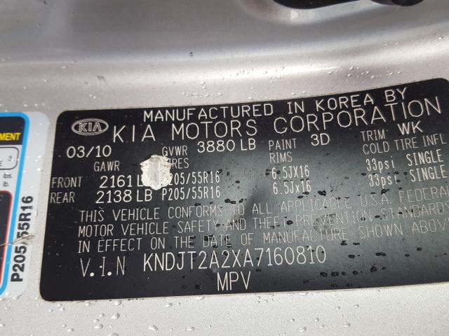 Photo 9 VIN: KNDJT2A2XA7160810 - KIA SOUL + 