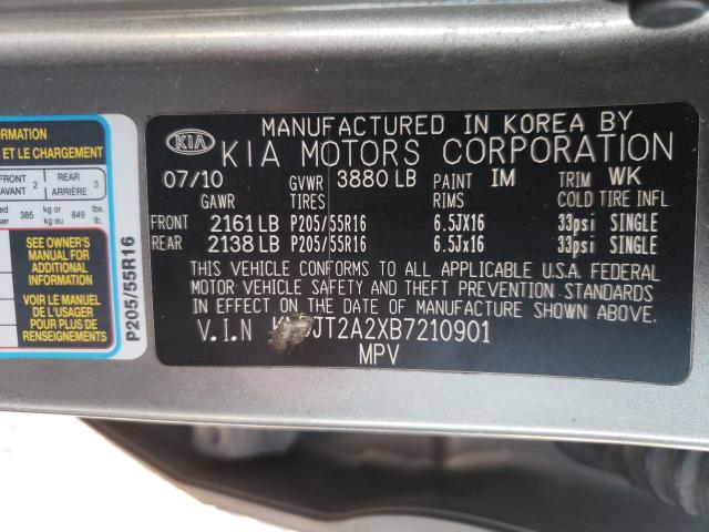 Photo 9 VIN: KNDJT2A2XB7210901 - KIA SOUL 