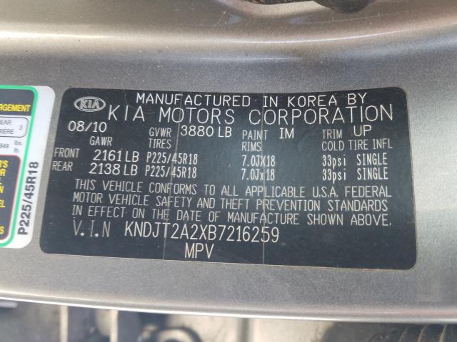 Photo 9 VIN: KNDJT2A2XB7216259 - KIA SOUL 