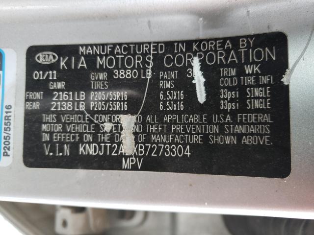 Photo 9 VIN: KNDJT2A2XB7273304 - KIA SOUL 