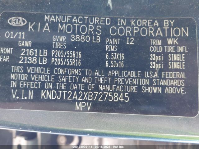 Photo 8 VIN: KNDJT2A2XB7275845 - KIA SOUL 