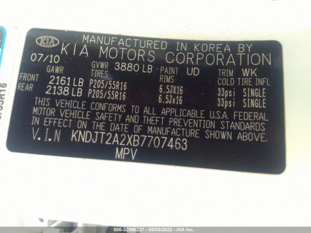 Photo 8 VIN: KNDJT2A2XB7707463 - KIA SOUL 