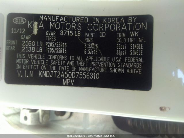 Photo 8 VIN: KNDJT2A50D7556310 - KIA SOUL 