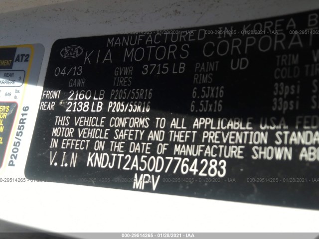 Photo 8 VIN: KNDJT2A50D7764283 - KIA SOUL 