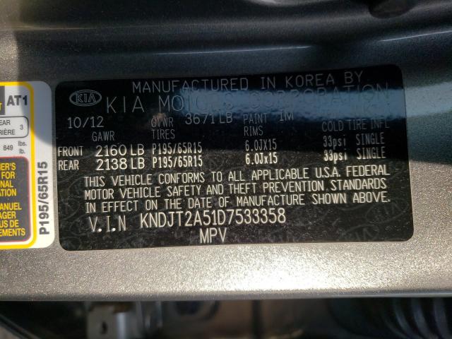 Photo 9 VIN: KNDJT2A51D7533358 - KIA SOUL 