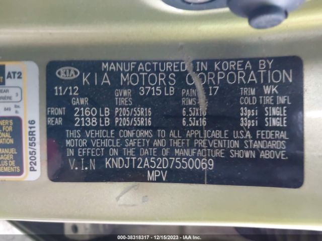 Photo 8 VIN: KNDJT2A52D7550069 - KIA SOUL 